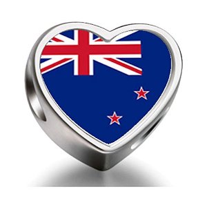 Pandora New Zealand Flag Heart Photo Charm