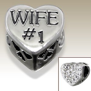 Pandora Number 1 Wife Crystal Heart Charm image