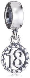 Pandora Number 18 Silver Dangle Charm image