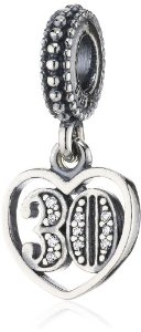 Pandora Number 30 Heart CZ Pendant Charm image