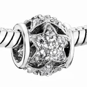 Pandora ONE GENUINE SOLID SILVER SWAROVSKI CLEAR CRYSTAL Charm