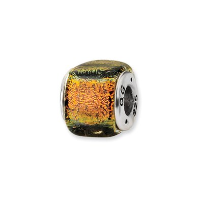 Pandora Orange Black Glass Charm