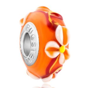 Pandora Orange Flower Murano Glass Charm image