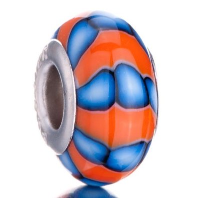 Pandora Orange Pale Blue Stripes Charm image