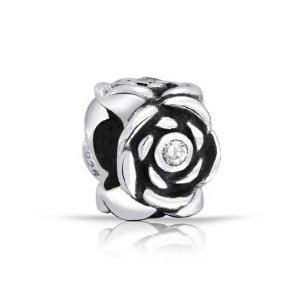 Pandora Oxidized CZ Rose Charm