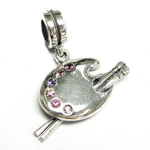 Pandora Painting Palette Board Brush CZ Charm