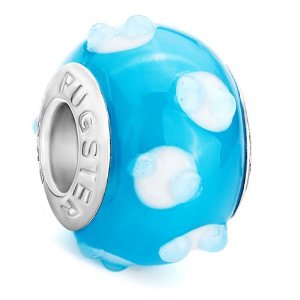 Pandora Pale Blue Glass White Dots Charm