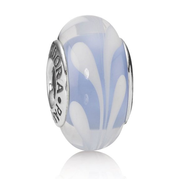 Pandora Pale Blue White Drop Murano Glass Charm