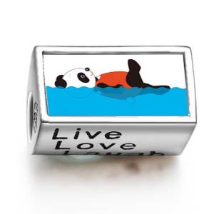 Pandora Panda Swimming Cartoon Photo Charm