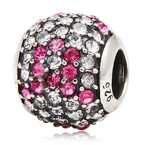 Pandora Pave Lights Crystal Pink Ribbon Charm image