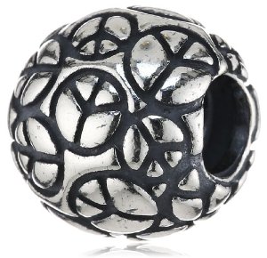 Pandora Peace Sign Silver Round Charm