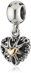 Pandora Pendant Open Heart Two Tone Charm