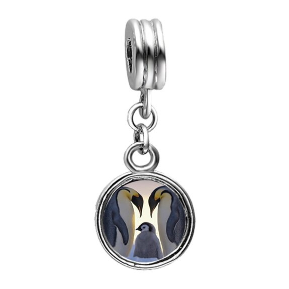 Pandora Penguin Family Photo Flower Charm