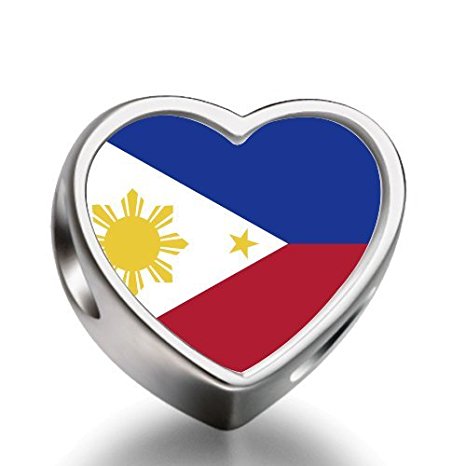 Pandora Philippines Flag Heart Photo Charm