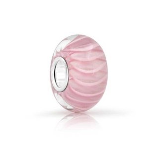 Pandora Pink And White Stripe Murano Glass Charm