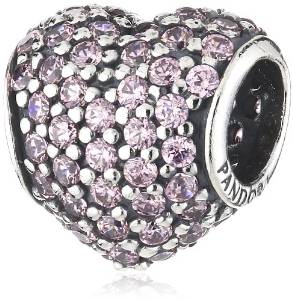 Pandora Pink Austrian Crystal Pave Heart Charm