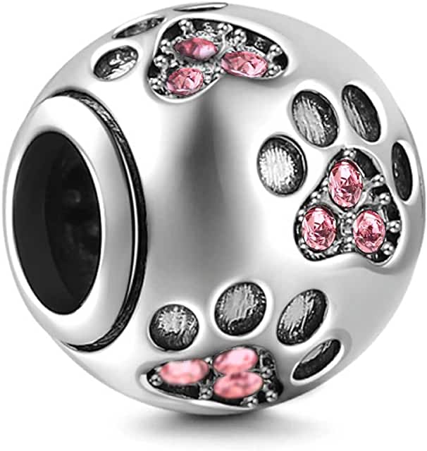 Pandora Pink Austrian Crystal Paw Print Charm image