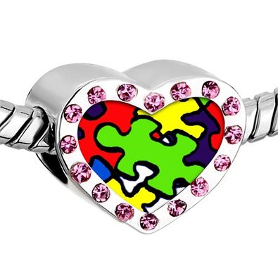 Pandora Pink Birthstone Crystal Puzzle Photo Charm image