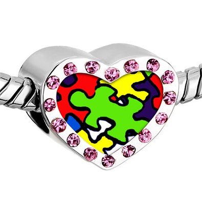 Pandora Pink Birthstone Crystal Puzzle Photo Charm