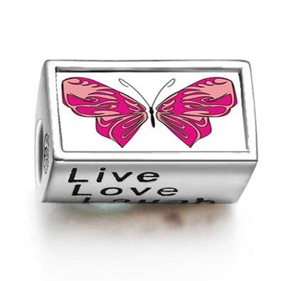 Pandora Pink Butterfly Live Love Laugh Photo Charm image