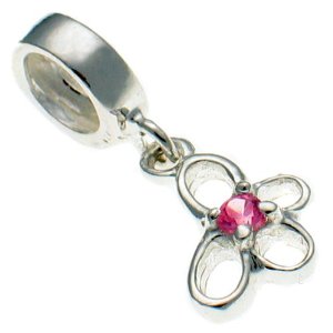 Pandora Pink CZ Gem Set Dangle Butterfly Charm image