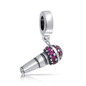 Pandora Pink CZ Microphone Charm image