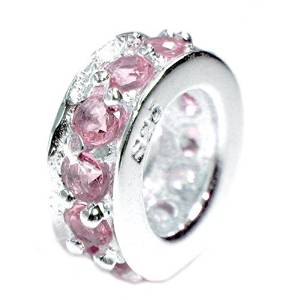 Pandora Pink CZ Round Silver Charm image