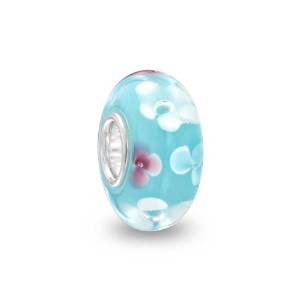 Pandora Pink Crystal Flowers Glass Charm image