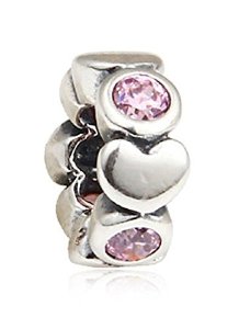 Pandora Pink Crystal Linked Hearts Charm