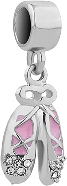 Pandora Pink Enamel Ballet Shoes Silver Charm image