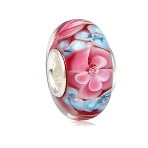 Pandora Pink Flower Blossom Glass Charm image