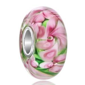 Pandora Pink Flower Glass Charm