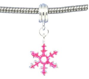 Pandora Pink Glitter Snowflake Pendant Charm