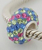 Pandora Pink Green Blue Swirl Swarovski Charm image