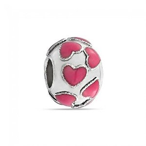 Pandora Pink Hearts Enamel Charm image