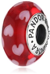 Pandora Pink Hearts Red Murano Glass Charm
