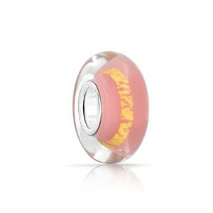 Pandora Pink Murano Glass Gold Stripe Charm