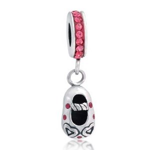 Pandora Pink Open Heart Baby Shoe Dangle Charm image