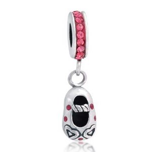 Pandora Pink Open Heart Baby Shoe Dangle Charm