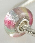 Pandora Pink Rainbow Shimmer Foil Glass Charm