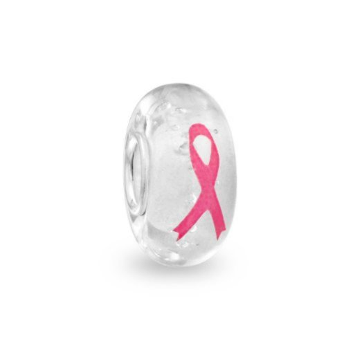 Pandora Pink Ribbon On White Glass Charm image
