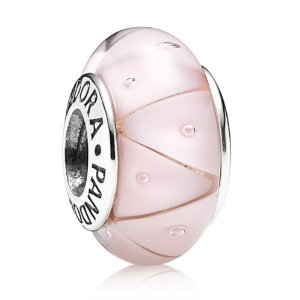 Pandora Pink Roses Murano Glass Swirl Charm