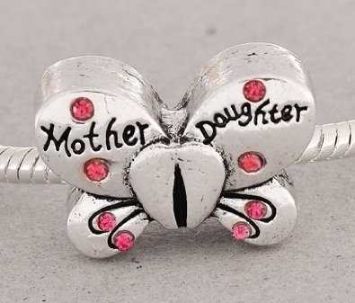 Pandora Pink Stone Mother Daughter Butterfly Charm