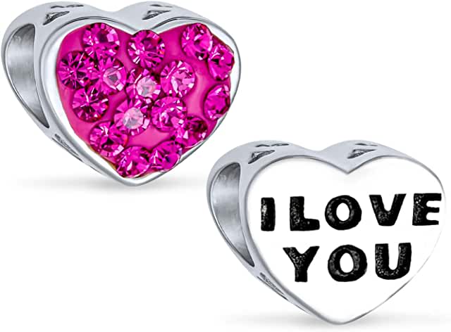 Pandora Pink Swarovski Crystal I Love You Heart Charm image