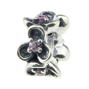 Pandora Pink Zirconia Heart Flower Spacer Charm