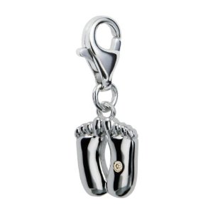 Pandora Pitter Patter Silver And Diamond Charm