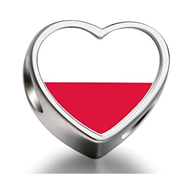 Pandora Poland Flag Heart Photo Charm