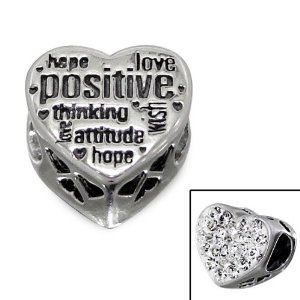 Pandora Positive Thinking Attitude Love Hope Heart Charm