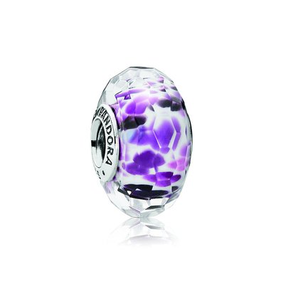 Pandora Purple And White Glass Charm