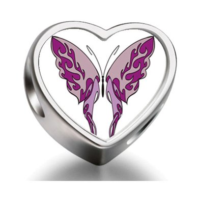 Pandora Purple Butterfly Heart Photo Charm